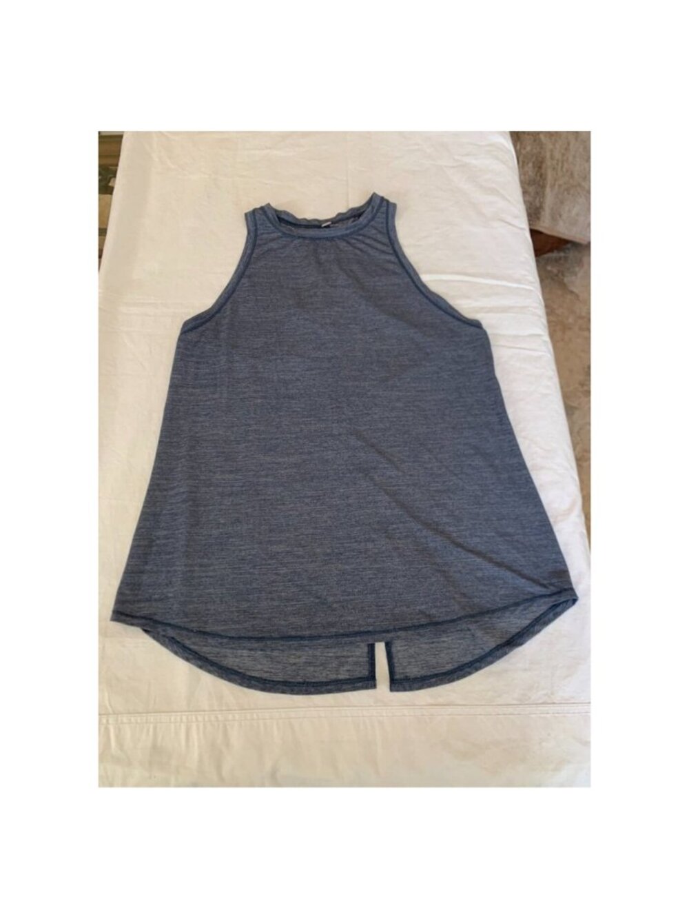Lululemon Split Back Racerback Tank Gray Blue Sleeveless High Neck Tie Back 12